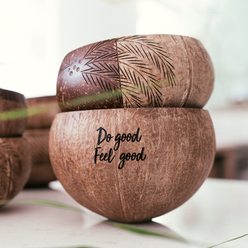 Plant Ahead coconut bowls are handmade and sustainable. Choose one of our unique designs or customise your bowl.